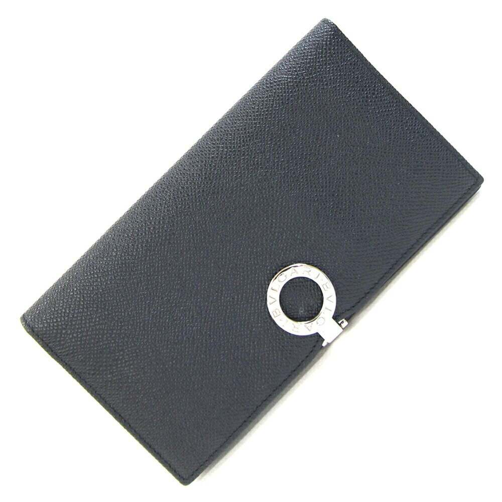 BVLGARI Bulgari 23295 Black Leather Long Wallet for Men